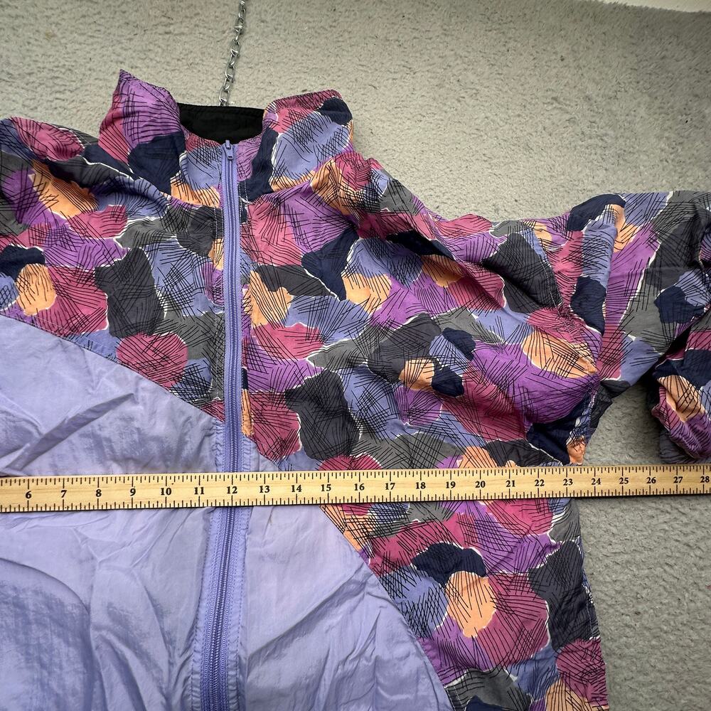 Vintage 90s Runabout Floral Purple Windbreaker Jacket Womens Medium Cotton Lined - Picture 5 of 10